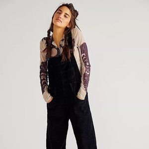NWT Free People Ziggy Cord Overalls S, Black